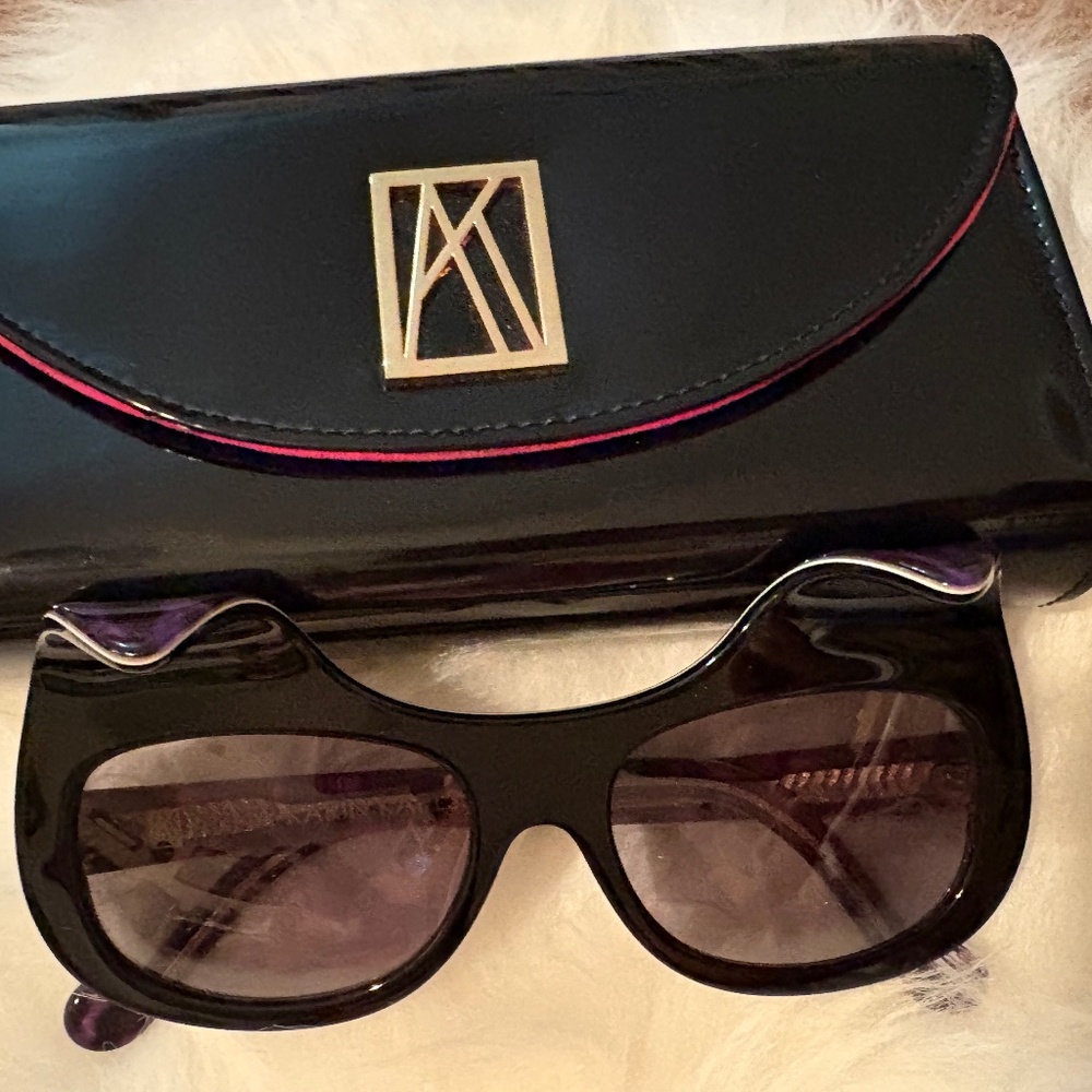 Anna-Karin Karlsson black and purple leopard preowned sunglasses